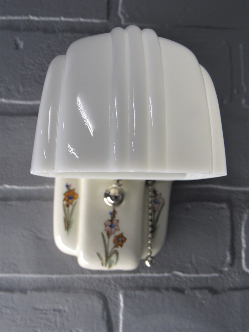 Vintage Art Deco Bathroom Wall Sconce Vanity Light Ivory | Etsy