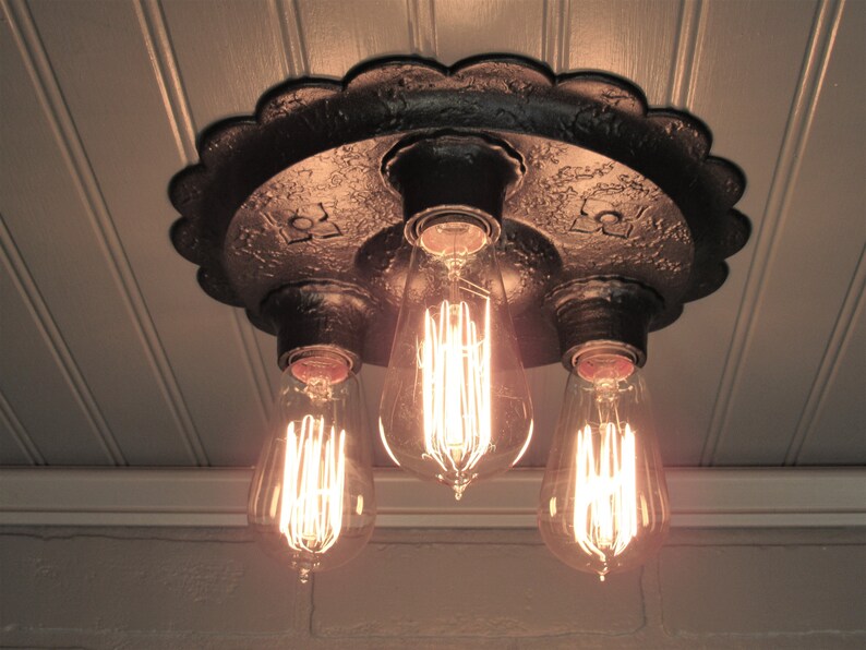 Vintage Antique Flush Mount Ceiling Light Craftsman Image 0