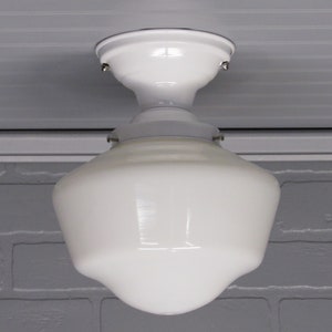 Vintage Art Deco Retro Semi Flush Mount Ceiling Light Fixture 10 1/2&quot; Long