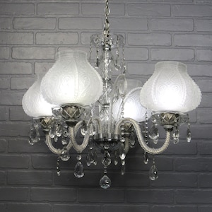 Stunning Vintage Crystal Chandelier 4 Light, 36&quot; Long by 26 1/2&quot; Diam.