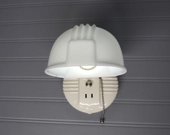 Vintage Art Deco Vanity Light, Porcelain Bathroom Wall Sconce