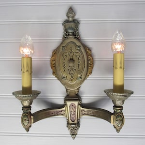 Art Deco Polychrome Wall Sconce Lights Rewired 14&quot; Tall