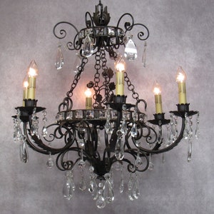 Large Vintage Antique Italian Empire Chandelier 33 1/2" Long 6 Light Restored