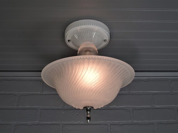 Vintage Antique Art Deco Semi Flush Mount Ceiling Light Etsy