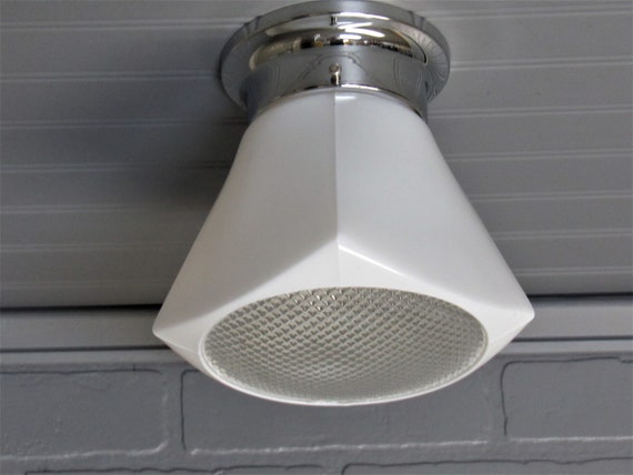 Vintage 1950 S Retro Flush Mount Ceiling Light Chrome Etsy