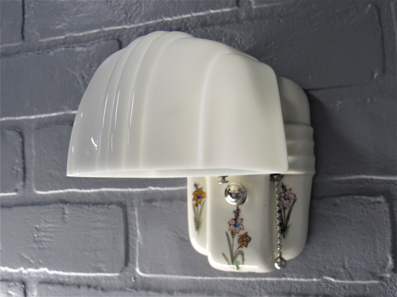 Vintage Art Deco Bathroom Wall Sconce Vanity Light Ivory Etsy