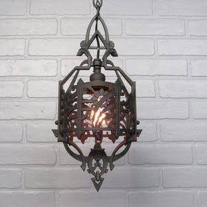 Restored Art Deco Chandelier, Matte Black Cast Aluminum, 1930s Ceiling Light
