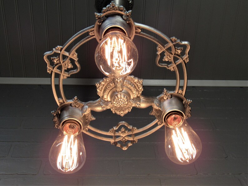 Vintage Art Deco Hanging Semi Flush Mount Ceiling Light Ornate Vintage Art Deco Hanging Semi Flush, Vintage Art Deco Ceiling Light Fixture