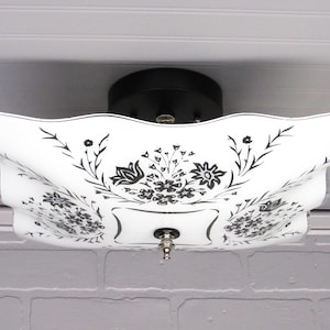 Black and White Vintage Retro MCM Ceiling Light Semi Flush Mount Ceiling Light Fixture 8&quot; Drop