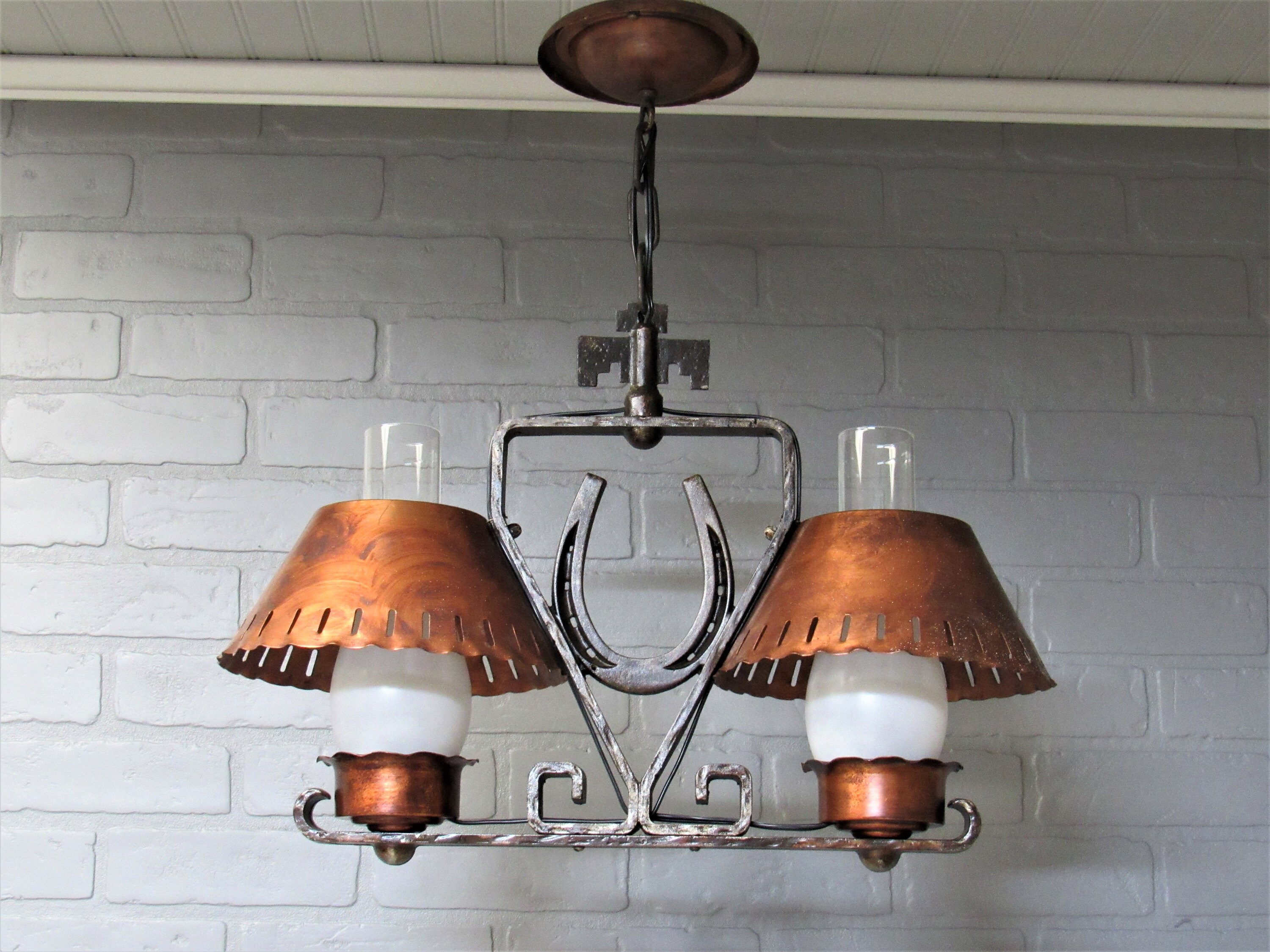 Vintage Antique Mount Chandelier Art Deco Ceiling Light Original Finish Western Light Cabin Decor Lodge Lighting