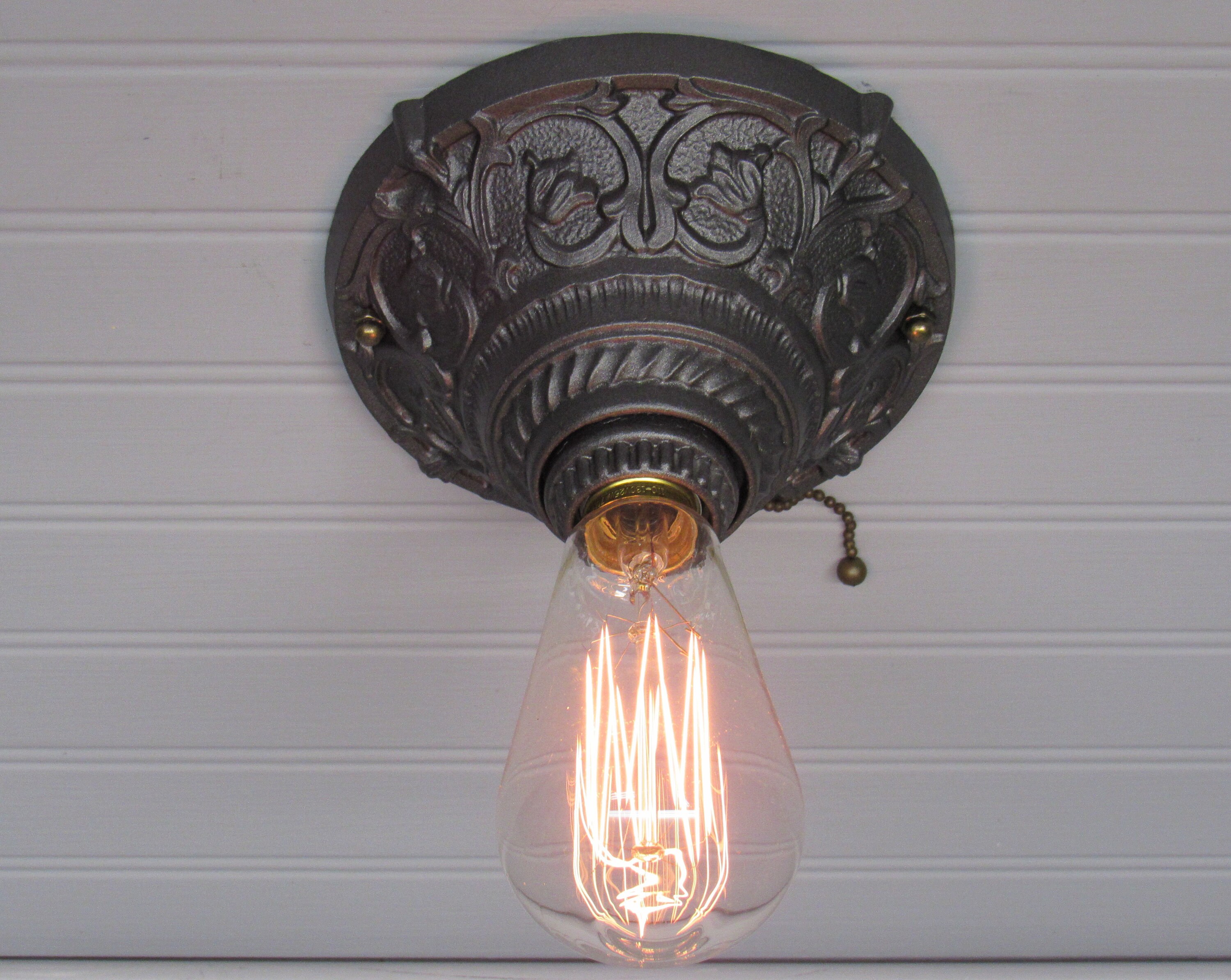 Vintage 1920s art deco flush mount ceiling fixture light restored deals
