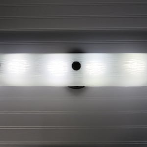 Vintage 6 Light 1950s Retro Bathroom Vanity Light, Mid Century Black White Slip Shade Wall Sconce 31&quot; Long