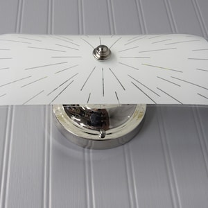 Vintage 1950s Retro Bathroom Vanity Light Mid Century Modern Chrome Slip Shade Sconce 11 1/4&quot; Long by 4 3/8&quot; Wide C