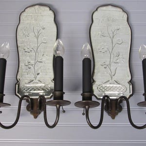 Antique 1916 Sterling Bronze Co. Wall Sconce Wheel Cut Mirrors Caldwell