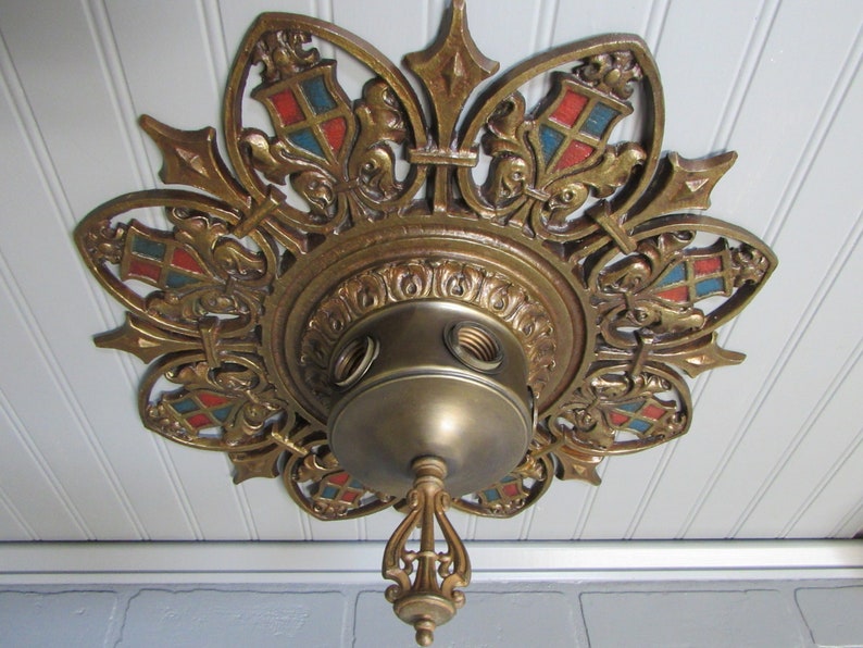 Antique Cast Bronze Gothic Flush Mount Ceiling Light Set Etsy