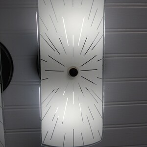 PAIR Vintage 1950s Retro Bathroom Vanity Light MCM Black White Slip ...