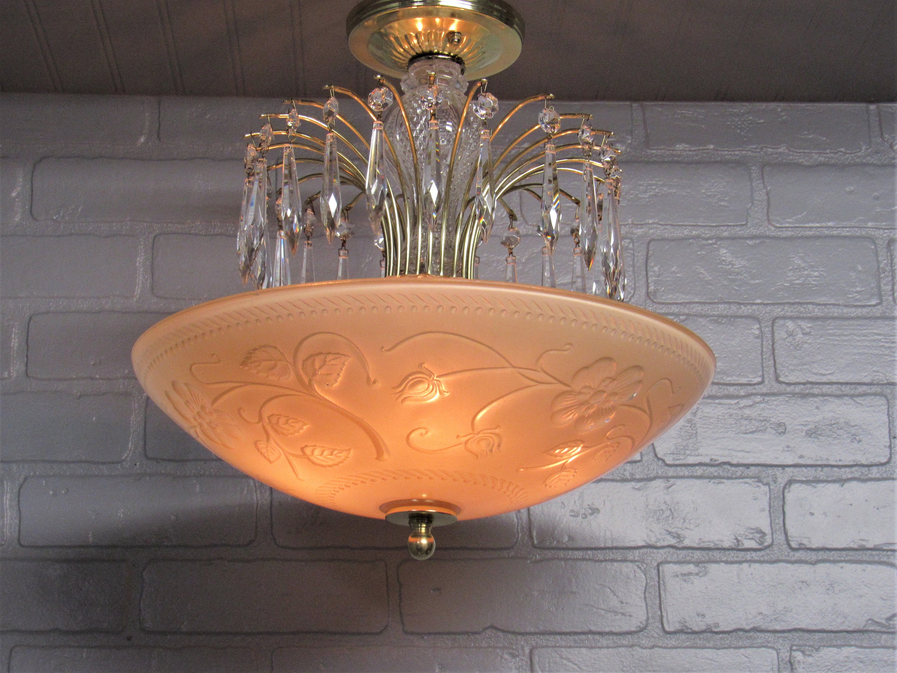 Vintage Art Deco Ceiling Light Semi Flush Mount Ceiling Light Etsy