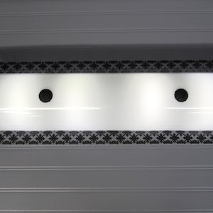 Vintage 1950s Retro Bathroom Vanity Light Mid Century Black White Slip Shade Wall Sconce 27.25&quot; Long