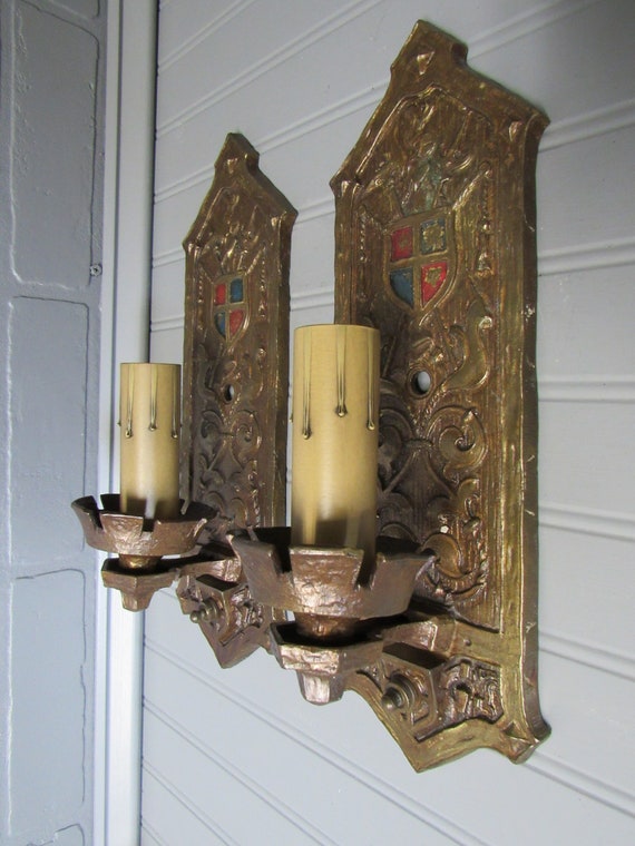 Antique Cast Bronze Gothic Flush Mount Ceiling Light Set Etsy