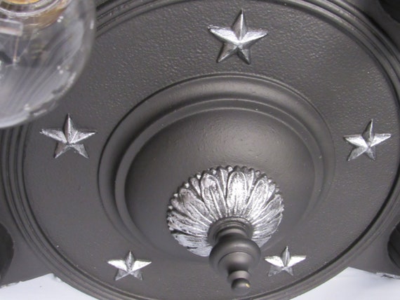 Vintage Antique Flush Mount Art Deco Light Texas Stars Five