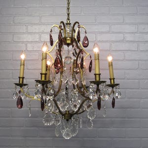 Large Vintage Antique Bronze Chandelier, Dining Room Lighting, Restored 40 1/2" Long