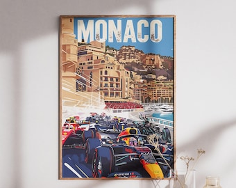 Monaco Grand Prix Poster - Vintage F1 Print, Monte Carlo Print, Formula 1 Poster, Motorsport Gift, Monaco Print, Racing Car Poster
