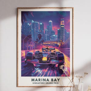 Singapore Grand Prix Poster - Marina Bay F1 Art, Night Race Print, Formula 1 Print, Racing Car Wall Art, Motorsport Gift, F1 Poster