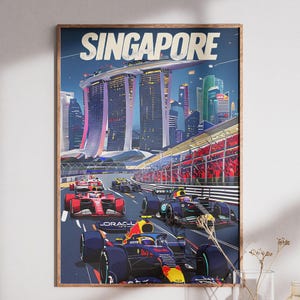 Singapore Grand Prix Poster - Vintage F1 Print, Singapore Print, Formula 1 Poster, Motorsport Gift, Racing Print, Racing Car Poster