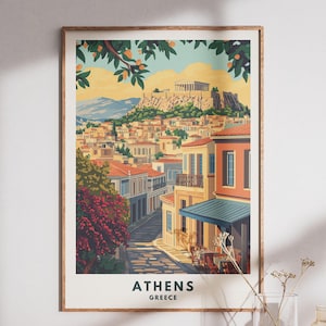 Athens Travel Poster - Vintage Greece Print, Acropolis Wall Art, Scenic Cityscape, Parthenon Decor, European Travel Art