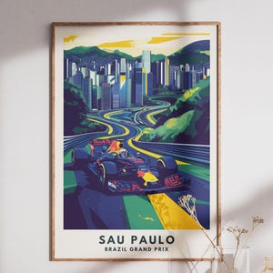 Brazil Grand Prix Poster - São Paulo F1 Wall Art, Interlagos Circuit Print, Brazil F1 Print  Motorsport Gift, Racing Car Artwork, F1 Poster