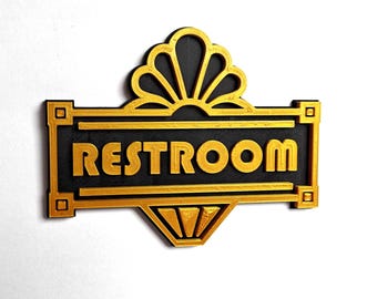 Letrero de baño Art Déco: placa de puerta de estilo vintage personalizada