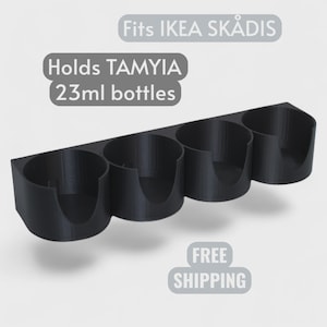 TAMIYA 23ml Paint Rack for IKEA Skadis Pegboard | 38mm Bottle Holder | Model Paint Organizer | Hobby Storage