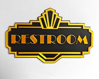 Letrero Art Déco personalizado: placa para baño personalizada impresa en 3D