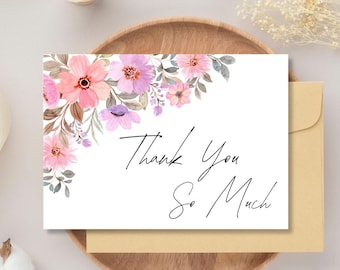 Floral Thank You Card: Printable Botanical Design (digital Download) - Etsy