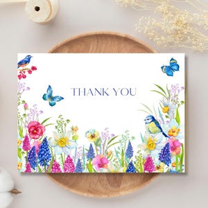 Carte de remerciement florale - téléchargement numérique - belle carte de remerciement imprimable fleurs sauvages - impression 8,5 po. par 11 po. - coupée à 5 po. par 7 po.