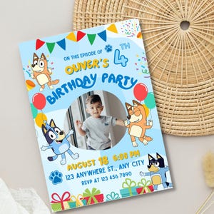 Bluey Editable Birthday Invitation Digital Birthday Party Invitation Digital Bday Party Invite Blue Dog Boys Girls Instant Download Template