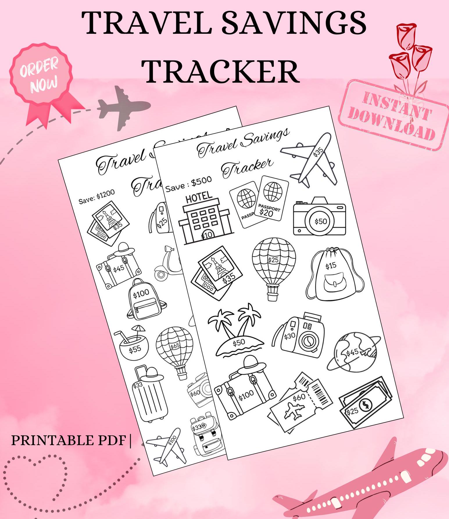 Travel Savings Tracker,Vacation Savings Challenge, Travel fund, travel journal, Cheap Vacation, Savings Tracker,Printable,,travel ling