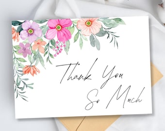 Floral Thank You Card: Printable Botanical Design (Digital Download)