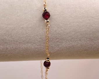 Bracelet en pierres précieuses AAA : Bracelet ajustable en argent sterling plaqué or avec perles