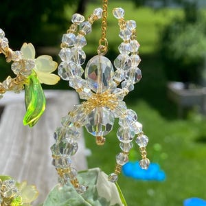 Crystal Beaded Spider Plant Stake Suncatcher: Cherry Blossom Flowers, Indoor Plant Accessory image 7