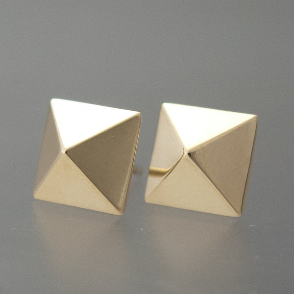 Gold Pyramid Stud Earrings | Choice of rose, white or yellow gold
