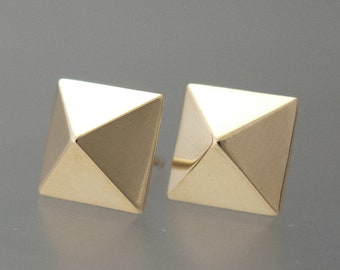 Gold Pyramid Stud Earrings | Choice of rose, white or yellow gold