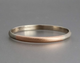 Two Tone Gold Classic Wedding Band - Solid 14k gold 2mm Half Round Round Married Ring in a mix of White, Yellow or Rose gold