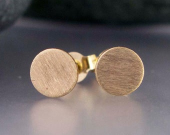 14k Gold Disk Studs Large 8mm Circle Earrings | Ready to Ship