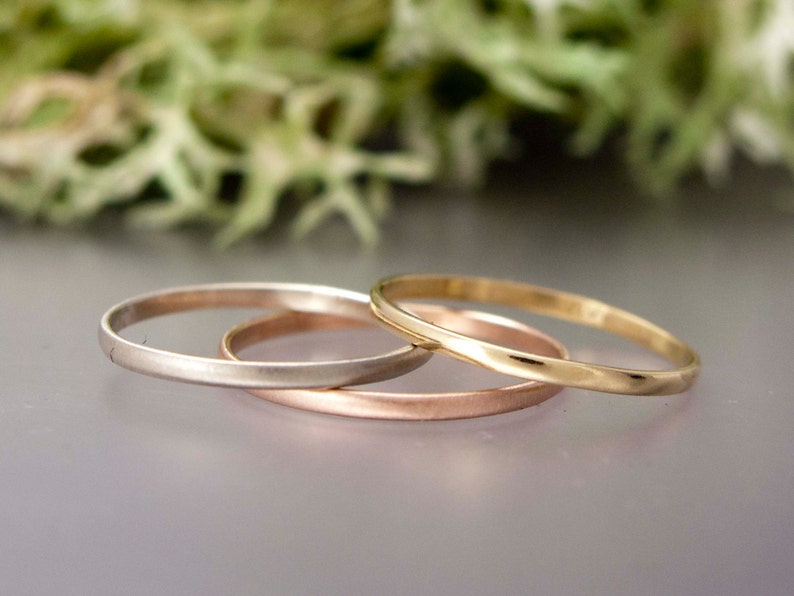 14k Rose Gold Thin Wedding Band Solid Gold 1.5mm Wide Half Etsy