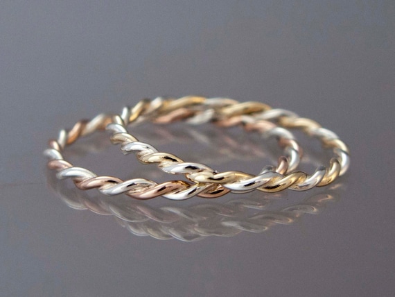 Rose gold and silver twist ring sale
