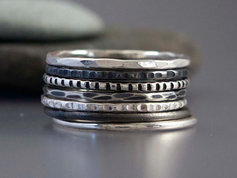 Skinny Stacking Ring Set in Sterling Silver Pick any 9 rings Etsy