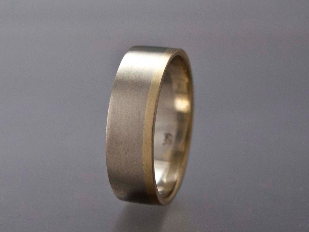 Mens Wedding Band 14k White Yellow or Rose Custom Made Two Etsy