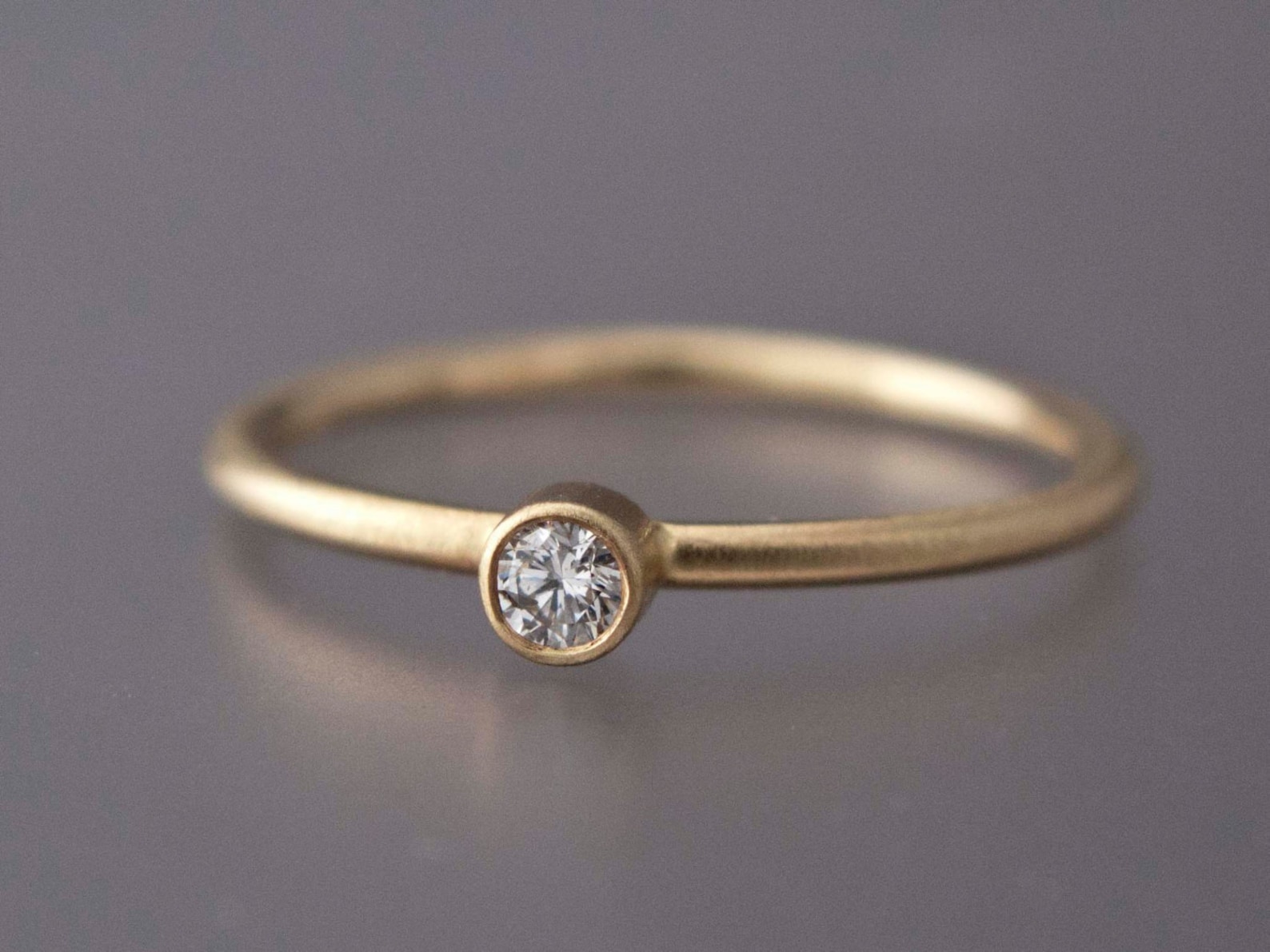 Mini Diamond Engagement Ring 2.5mm Diamond in Solid 14k | Etsy