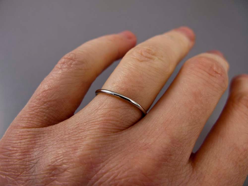 Thin Platinum Wedding Band 1.3mm Wide Stacking Ring Choice Etsy